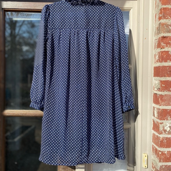 🔵HOST PICK!⚪️ Navy and White Polkadot Swing Dress with a Bow - Picture 8 of 8